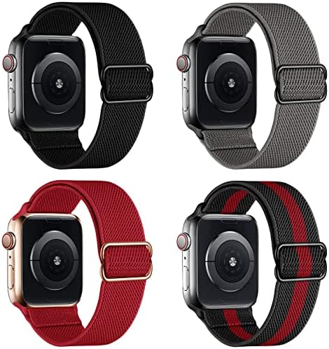 Noy elástico de nylon relógio compatível com a banda Apple Watch 38mm 40mm 41mm, nylon ajustável em loop solo masculina