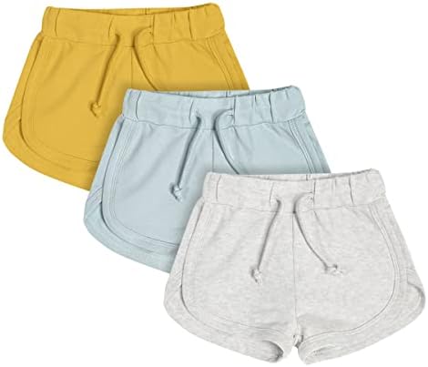 Teach Leanbh meninos meninas 3 pacote de shorts atléticos Cotton Soild Color com cordão