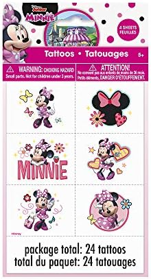Minnie Mouse Party Tattoos temporários | Designs variados | 24 pcs