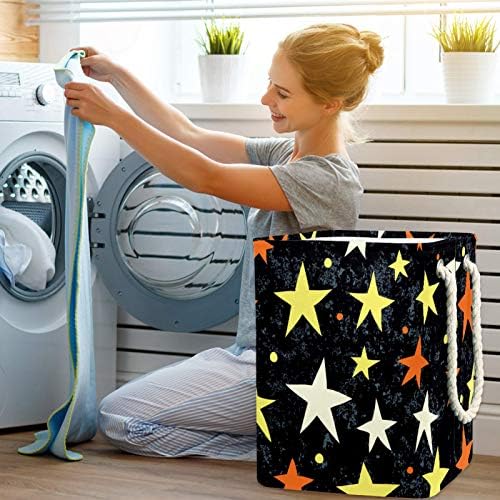 Indicador amarelo branco laranja estrela padrão noite grande lavanderia cesto de roupas prejudiciais à prova d'água cesta de roupas