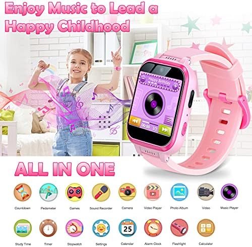 Crianças Smart Watch com câmera de 90 ° Câmera rotativa Smartwatch Touch Screen Kids Assista Música Pedômetro Frashlight Games Wrist