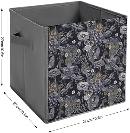 Nudquio Color Flowers Vintage Bins dobrável Caixas dobráveis ​​Cubas de tecido Cube Organizador simples com alças para