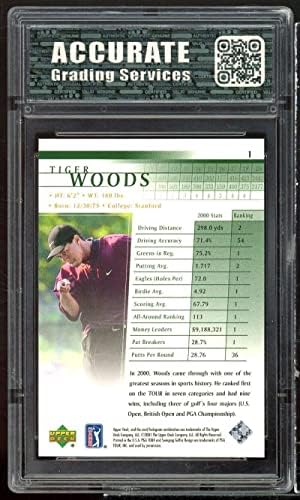 Tiger Woods Golf Rookie Card 2001 Upper Deck 1 AGS 8 NM-MT