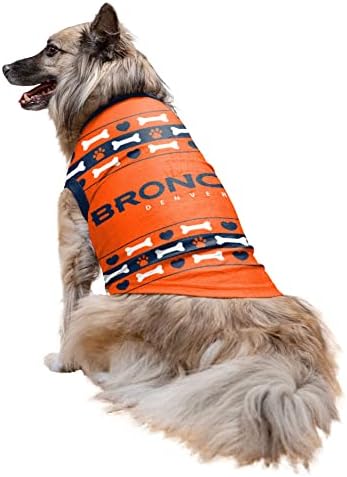NFL Denver Broncos Pet Dog Sweater de pulôver leve pequeno