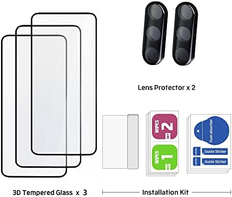 [3+2] Samsung Galaxy A54 5G 2023 [3 vidro temperado com cola completa] [protetor de 2 lentes] Fácil instalar protetor de protetor