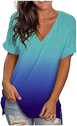 Tops de verão para mulheres Moda V Bloups Print Print Bloups Logo Fit Sleeve Camiseta 2023 Camisas casuais da moda