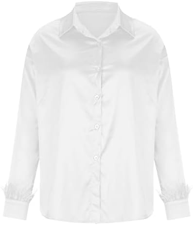 Button de manga longa feminina camisa de moda de moda clássica blusas de borla Poplin camisa para mulheres Tops confortáveis ​​da