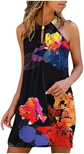 Fragarn Sundress for Women 2022 Summer Sumiveless Beach Party Loose Shift Mini Dress Dress Butterfly Leopard Print Tank vestido