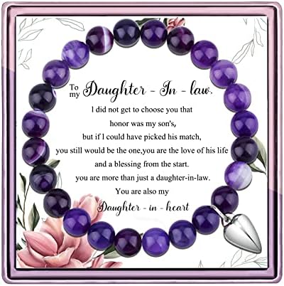 Filha de Legal Presente Filha Filha de Braceletas Púrpura Purple Filha Filha da Lei Presente de Casamento, Futura Filha