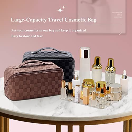 Aniejufi de grande capacidade Viajar bolsas cosméticas sacolas de maquiagem portátil para mulheres PU CALURO PULHO DE MAIXAÇÃO