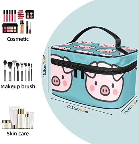 Bolsa de maquiagem de animais azul porco Bolsa de cosméticos Viagem Bolsa organizadora de maquiagem para mulheres e meninas