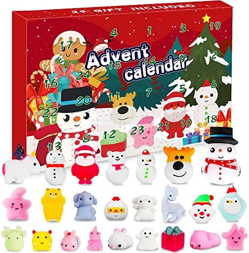 Calendário do advento do mochi 2022 Squishy Anime Toy Christmas 24 dias de contagem regressiva Brinquedos sensoriais para