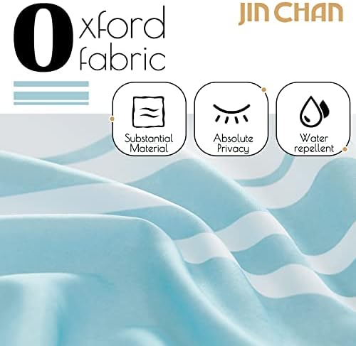 Cortina de chuveiro azul e branca de Jinchan com borlas de tecido Boho chuveiro cortina para o banheiro