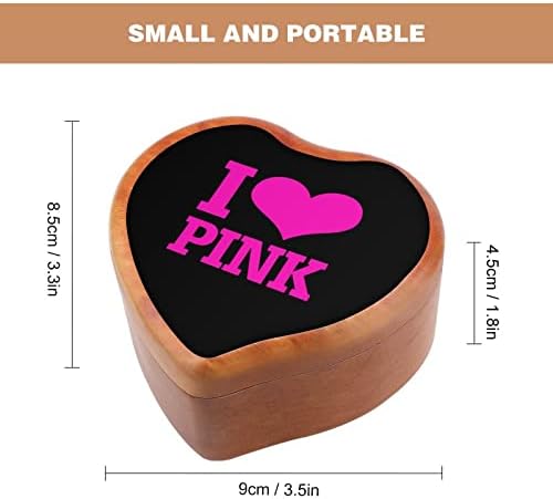 I Love Pink Clockwork Box Music Box vintage Wooden Heart Heart Musical Box Toys Gifts Decorações