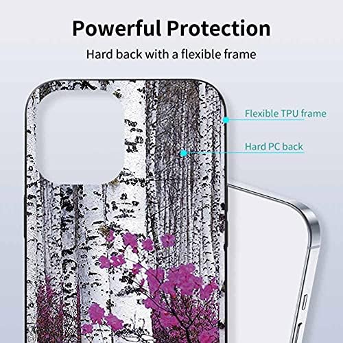 Ibiliu Tree Cover Case compatível com iPhone Birch Tree Purple Flowers Caixa de telefone compatível com iPhone 13 Pro 6,1 polegadas