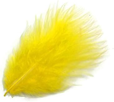 1 pacote - marabu de peru amarelo curto abaixado penas soltas 0,10 oz. Fornecedor de pesca de bonecas de fãs | Pena da luz da
