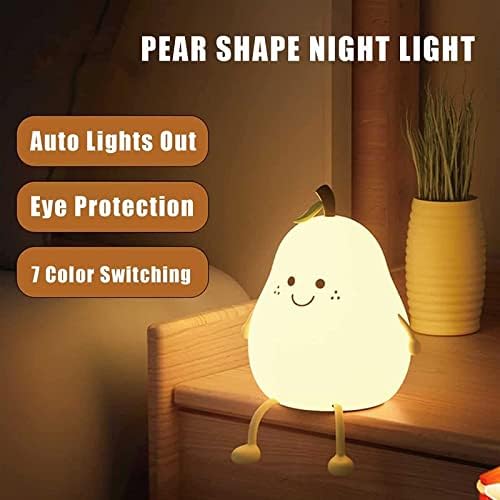 Deiovr LED Bedroom Bedance Luz macia leve em forma de pêra Silicone Night Light com bateria de 1200 mAh, luz recarregável da