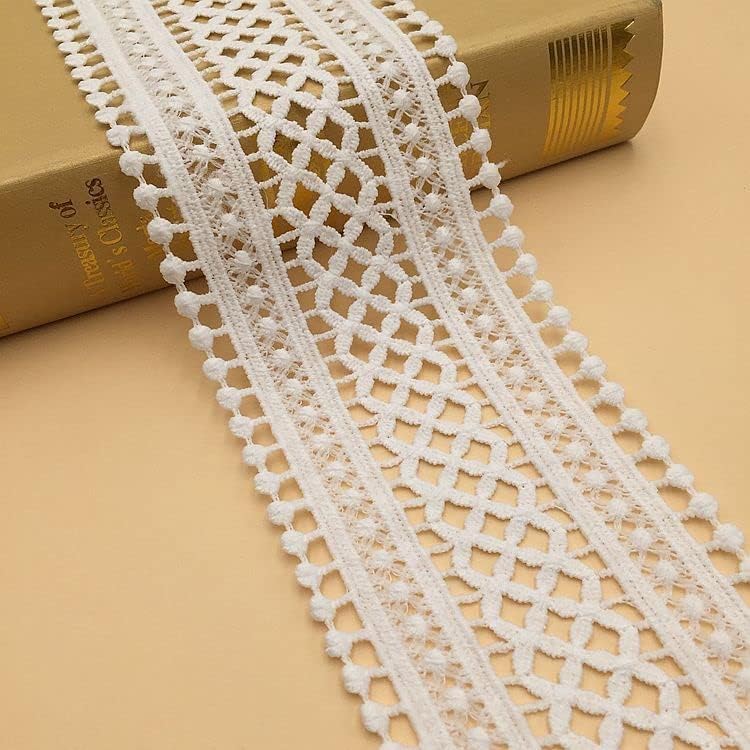 Gorinskani 5 jardas de leite seda água solúvel em renda de crochê de crochê de crochê, bordado aberto para roupas de casamento