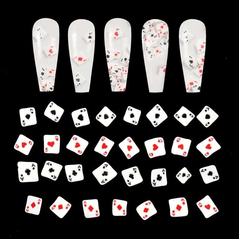 10g/saco de forma de poker design de polímero de argila macia decorações de unhas de coração cortações de tampa