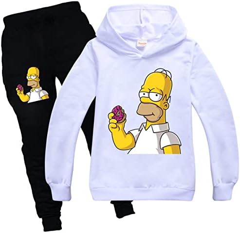 Duuloon Boys Girls Casual Basual Tracksuits Os Simpsons Capuzes Capacadas Sweatshirts and Sweats Sweats para o outono inverno
