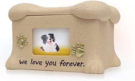 Urna de cremação para animais de estimação para cinzas de cães - caixa de memorial de resina com moldura de foto e design