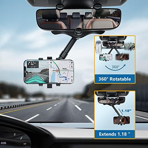 Roaestke Rotatable e retrátil do carro de carro, 360 ° Rotativo Multifuncional Universal Retrocínio Espelho Phone para carro, quadro