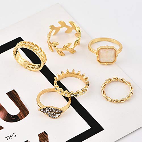 MissGrace Gold Leaf Knuckle Stacking Rings para mulheres adolescentes meninas boho anéis de dedos vintage anéis de ouro