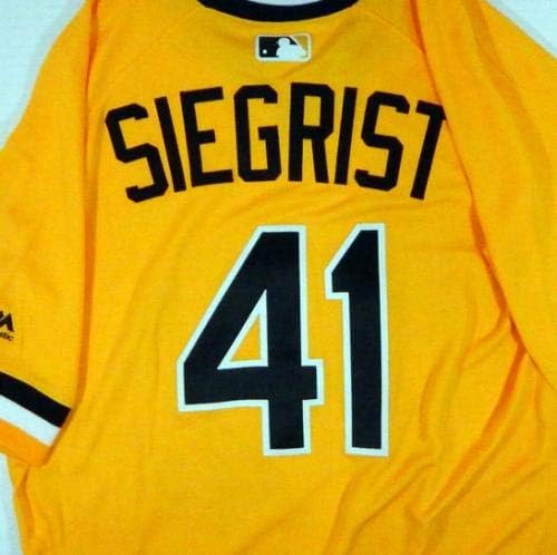 2018 Pittsburgh Pirates Kevin Siegrist 41 Jogo emitido Jersey Yellow 79 TBTC 654 - Jogo usado MLB Jerseys