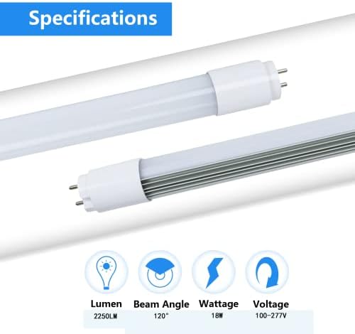 Lâmpadas de tubo led de T8 Sokply LED 4 pés tipo A+B 18W 2250LM, F32T8/F40T12 Substituição fluorescente, 4000k White Cool, plug e