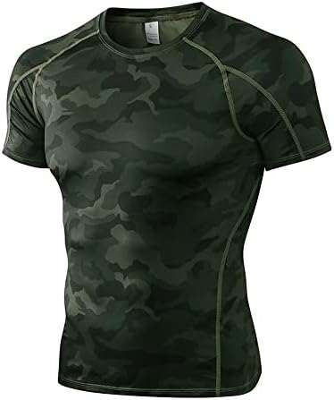 Camisas de compressão de manga curta Cargfm camisetas atléticas T-shirt upf 50+ camada de base esportiva rápida seca