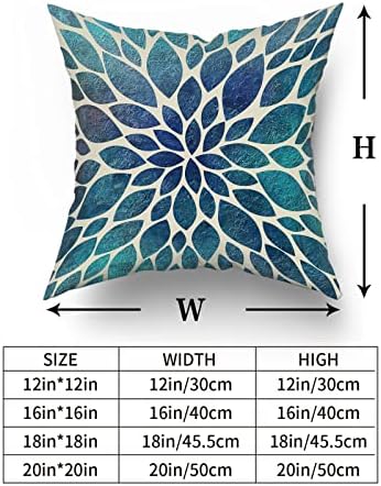 Aportt Spring Teal Dahlia Capas de travesseiros 18x18 em travesseiros de sofá floral azul azul azul