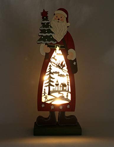 函館 クリスマス ファクトリー Wood Christmas Papai Noel Objeto LED, 約高 23,2 × 幅 8,5 × 奥行 5cm, vermelho