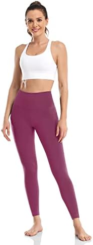 Heynuts essencial 7/8 leggings com bolsos laterais para mulheres, calças de ioga de compressão de cintura alta 25 '' '
