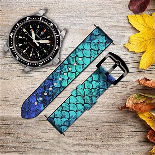 CA0556 Green Mermaid Fish escala de couro Smart Watch Band Strap for Wristwatch smartwatch smart watch size