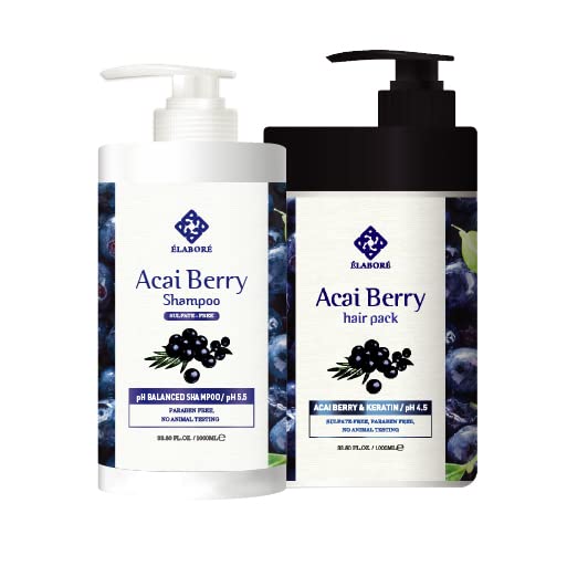 Elabore Açaí Berry Super Hair Pack & Shampoo Conjunto 33.80fl.oz/ 1000ml