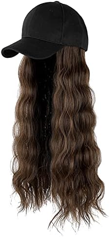 Hairstyle Wig Baseball Anexado Capinho ajustável Cabelo Cabelo de onda encaracolada Cabelo de peruca longa Coltain algodão