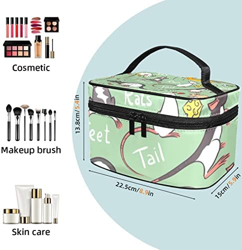 Saco de maquiagem pequeno, organizador cosmético da bolsa com zíper para mulheres e meninas, animais de desenho animado mouse