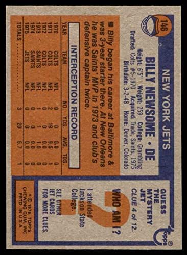1976 Topps 146 Billy Newsome New York Jets NM Jets Grambling