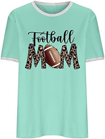 Camisas de mamãe de futebol para mulheres impressão de leopardo Casual cor sólida Tops básicos do dia das mães Blusa de túnica