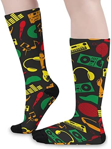 Music Club DJ colorido colorido colorido meias meias atléticas de joelho altos para mulheres homens