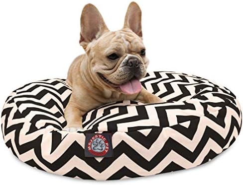 Chevron preto Pequena cama redonda para cães de estimação externa redonda com tampa lavável removível por majestosos produtos