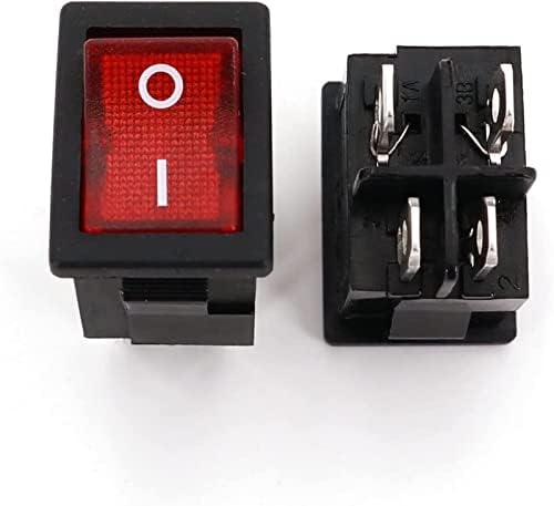 WKQifeil Rocker Switch 10pcs 15x21mm RL3-4 Indicador vermelho 4pin On-off DPST Mini Rocker Switch 10A 125VAC
