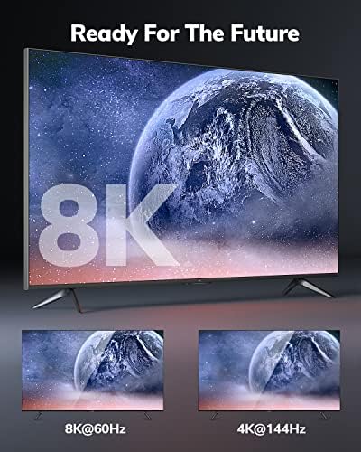 Kelink 8K HDMI 2.1 Cabo de 30 pés, 48 ​​Gbps Ultra de alta velocidade Cordão preto e preto HDMI - Get 4K @ 120Hz no