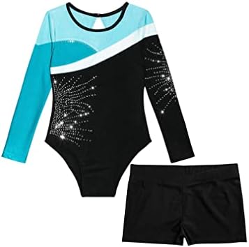 Jeatha Gymnastics Leotards for Girls Dance Sports Activewear Biketards com Shorts Combating Set Dancewear