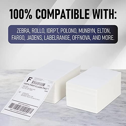 Etiquetas de remessa térmica 4x6, 500 rótulos perfurados com fãs dois pacote, grau comercial com adesivo permanente