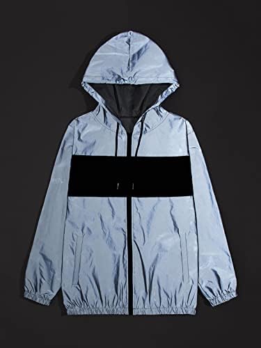 Jaquetas oshho para mulheres - homens colorblock zip upstring capuz jacket