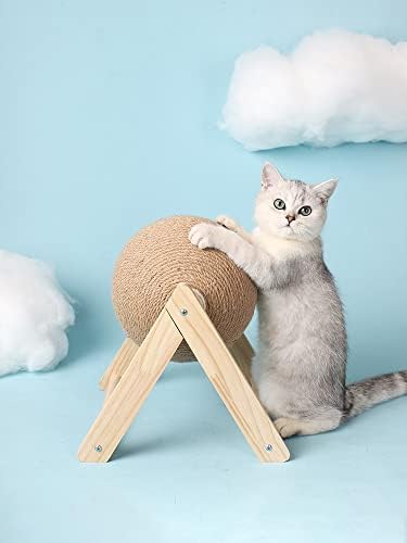 Mgwye gato arranhando a bola de madeira mobiliário de animais de estimação Sisal corda bola de brinquedo de brinquedos