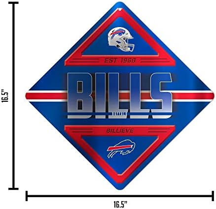 Rico Industries NFL Buffalo Bills Metal Crossing Sing - Home Decore Perfeito para quarto de cama, caverna, garagem