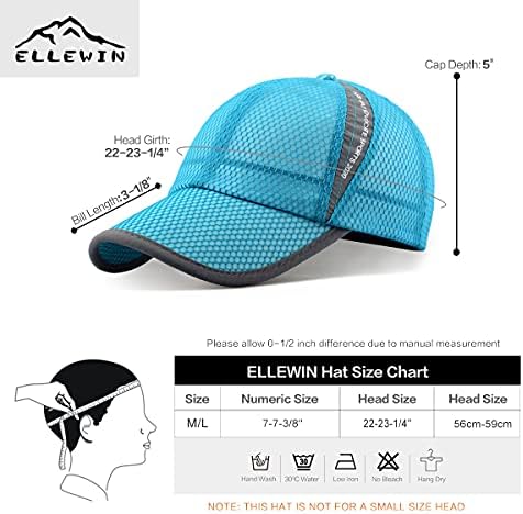 Ellewin unissex respirável malha completa boné de beisebol rápido e seco chapéu de corrida leve de resfriamento de esportes