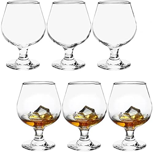ZooFox 6 Pack Snifter Whisky óculos, óculos de conhaque de 12 oz, conhaque transparente de conhaque, copos, copos de degustação